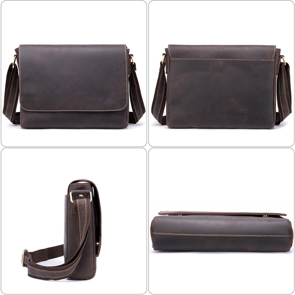 James | Men's Vintage Leather Large Crossbody Messenger Bag