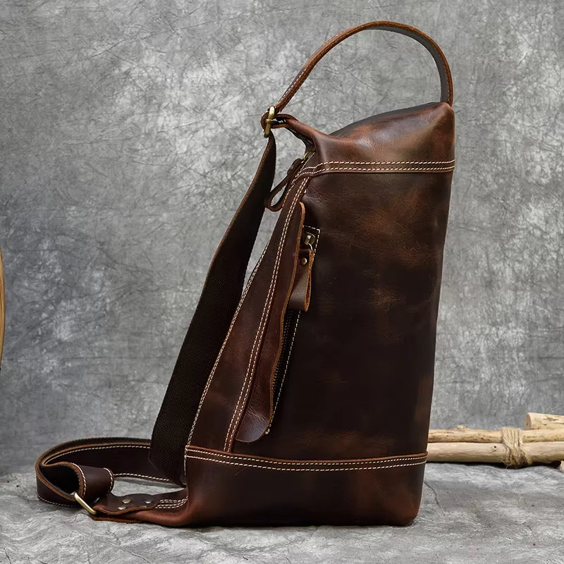 Liam | Men's Retro Crazy Horse Leather Crossbody Sling Travel Bag