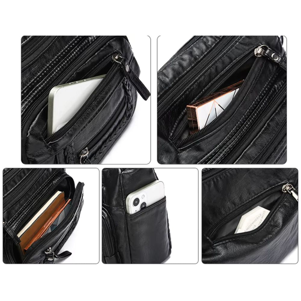 Anastasia | Women's Multi-Pocket Leather Crossbody Messenger Bag