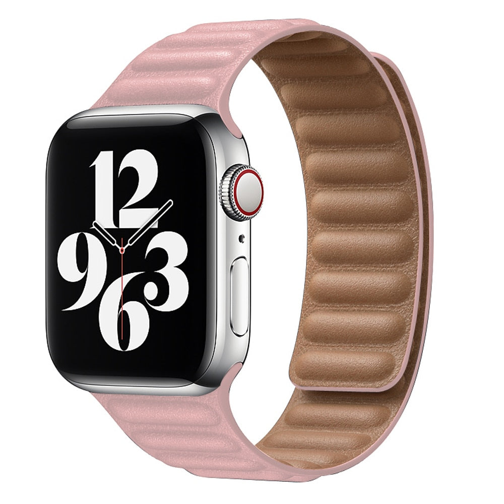 Leather Link strap For Apple watch band 44mm 40mm 38mm 42mm watchabnd original Magnetic Loop bracelet iWatch seires 4 3 5 6 SE