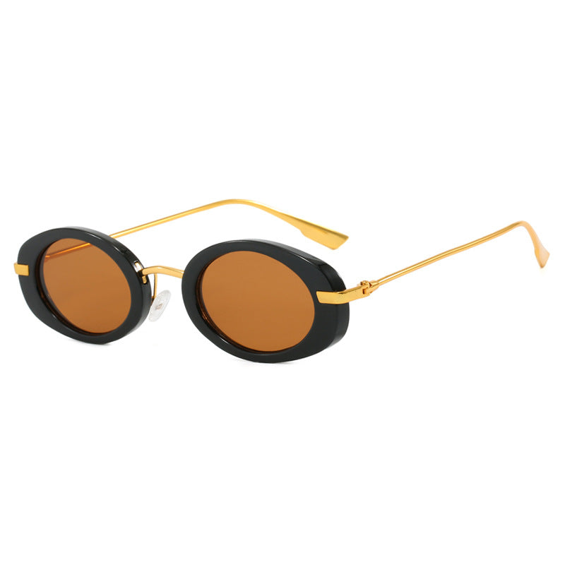 Small frame oval retro Instagram influencer same style sunglasses high-end fashion show sunglasses personality