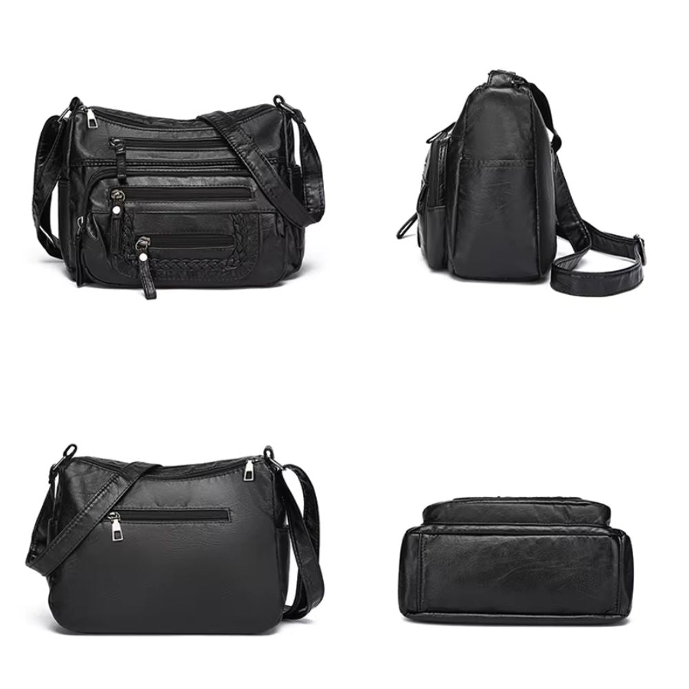 Anastasia | Women's Multi-Pocket Leather Crossbody Messenger Bag