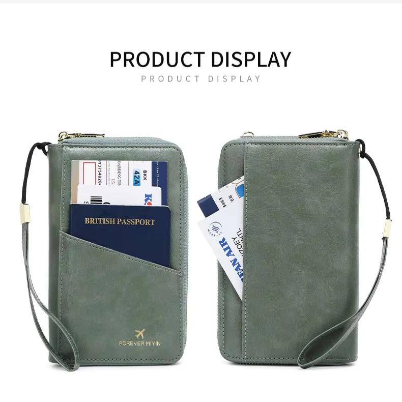 Sophia | RFID Blocking Passport Holder Travel Wallet with Strap