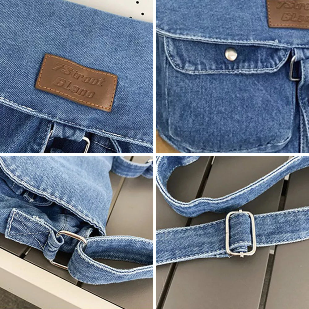 Abby | Women's Spacious Multi-pocket Trendy Denim Crossbody Messenger Bag