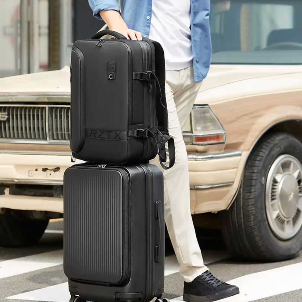 Men's Air Compression Expandable Laptop Travel Backpack with USB Charging