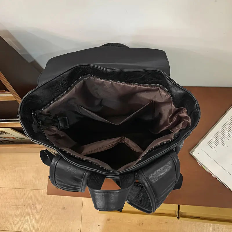 Men's Stylish Waterproof PU Leather Travel Backpack