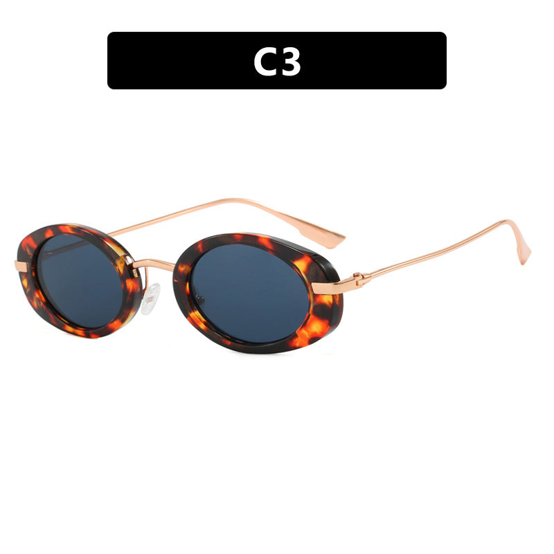Small frame oval retro Instagram influencer same style sunglasses high-end fashion show sunglasses personality