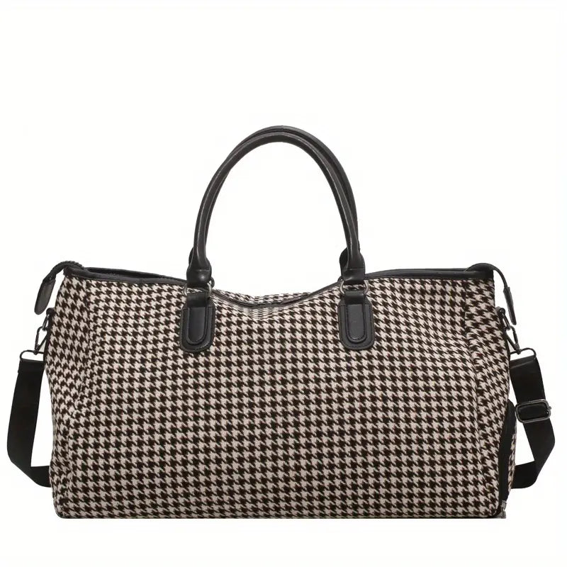 Ellen | Waterproof Leather Plaid Garment Duffle Bag