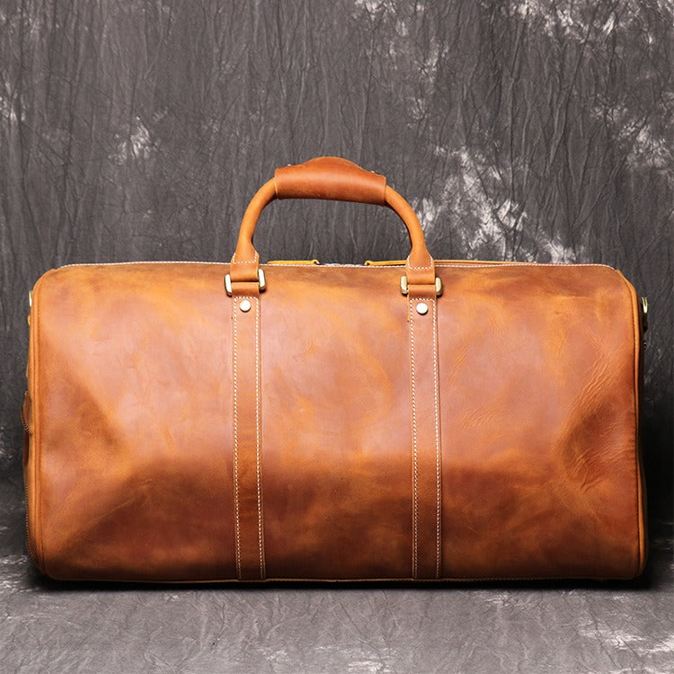 European and American retro men's genuine leather handbag travel bag women's crazy horse leather crossbody large luggage bag cowhide gym bag