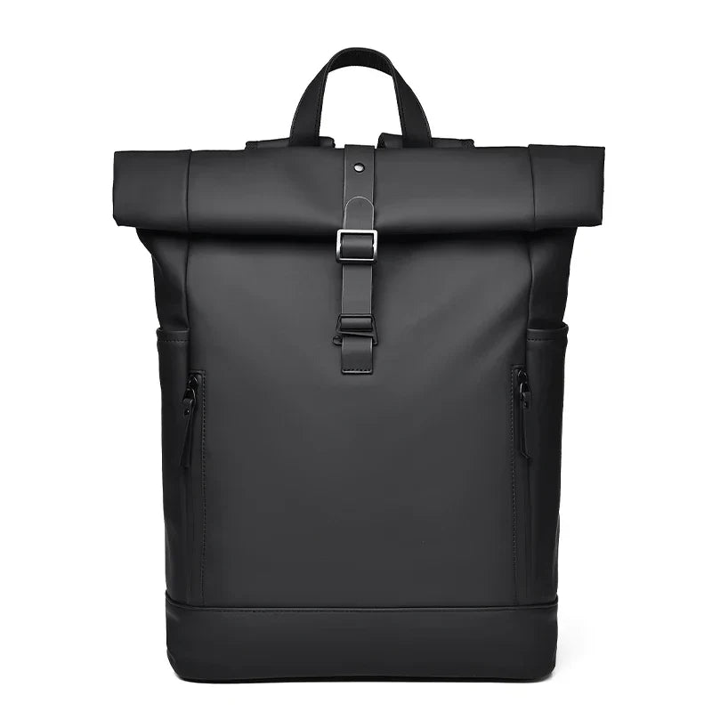Men's Unisex Rolltop Backpack Quilted Design Black Travel Bag