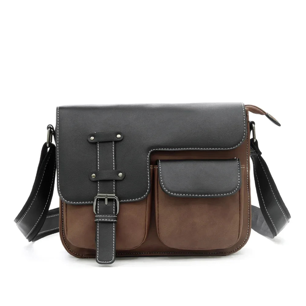Men's High-End PU Leather Crossbody Messenger Bag