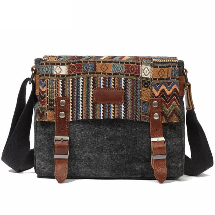 Women's Vintage Striped Pattern Canvas Crossbody Messenger Bag