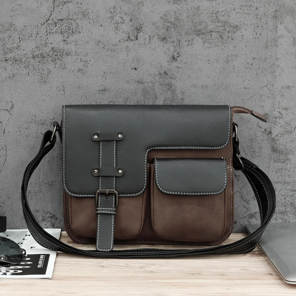 Men's High-End PU Leather Crossbody Messenger Bag