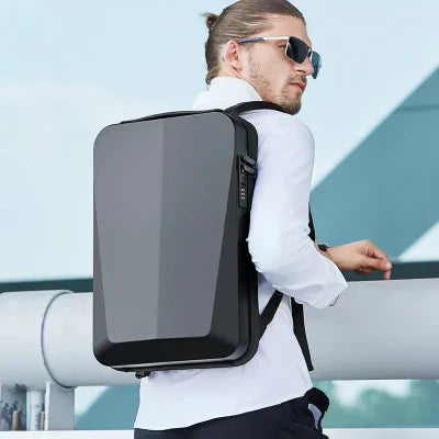 Men's Hardshell Security Backpack Lockable Anti-Theft Everyday Bag