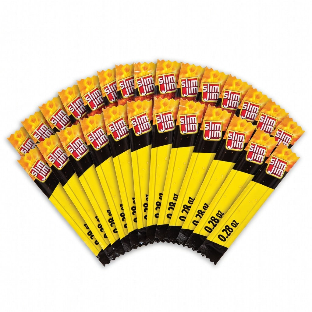 Slim Jim Smoked Meat Sticks, Original Flavor Savory Snack Sticks, Made with Real Meat, High Protein Smoked Snack, Convenient Travel Snack for Road Trips and Flights