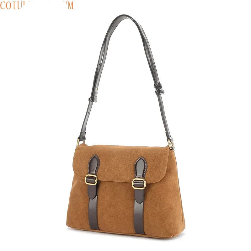 Women's Vintage Double Buckle Crossbody Messenger Bag