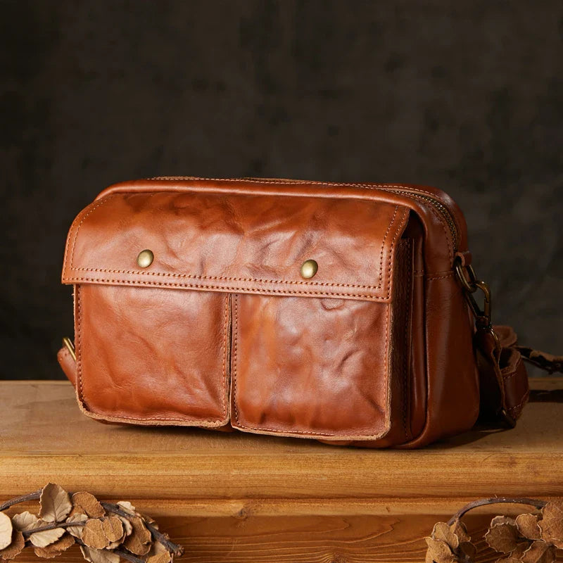 Oliver | Men's Cowhide Leather Crossbody Messenger Travel Bag