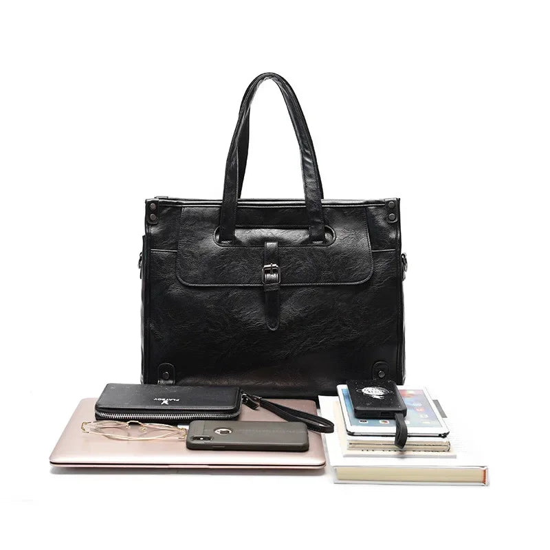 Luca | Men's Large Capacity Leather Crossbody Messenger Bag with Laptop Compartment