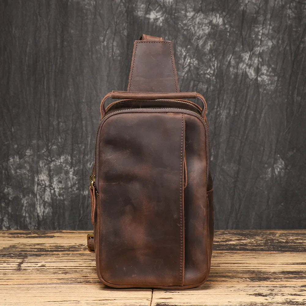 Henry | Men's Vintage Leather Large Crossbody Sling Travel Bag