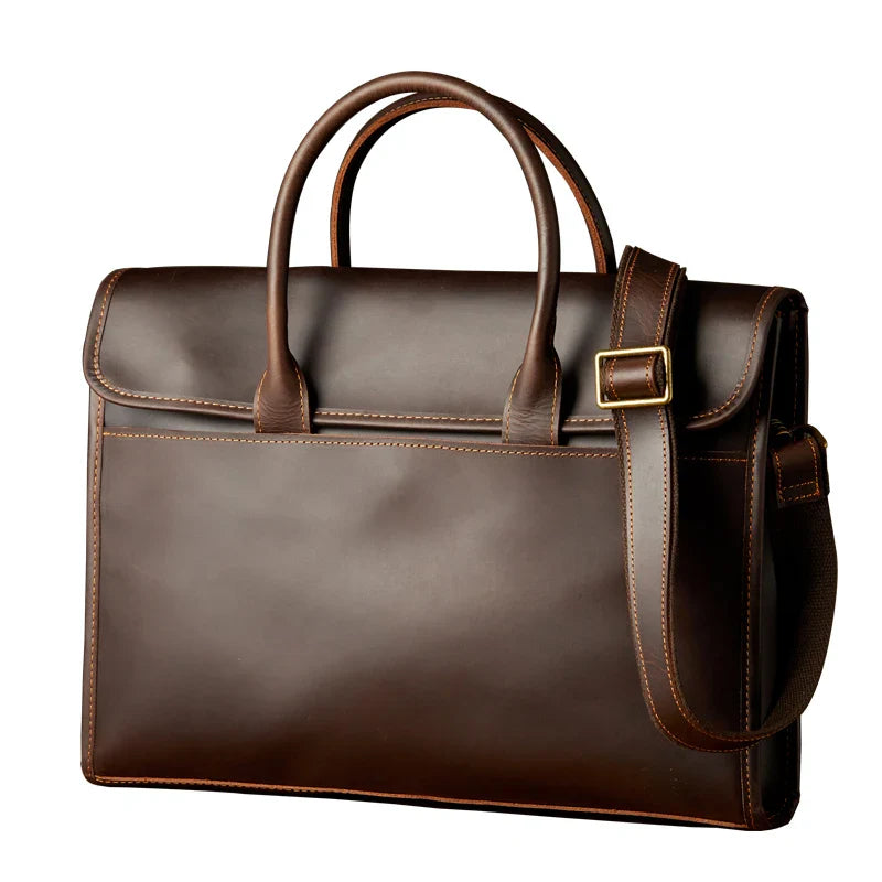 Men's Genuine Leather Business Briefcase Crossbody Messenger Bag