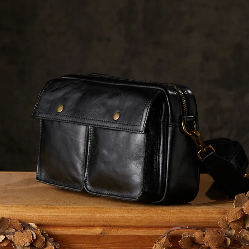 Oliver | Men's Cowhide Leather Crossbody Messenger Travel Bag