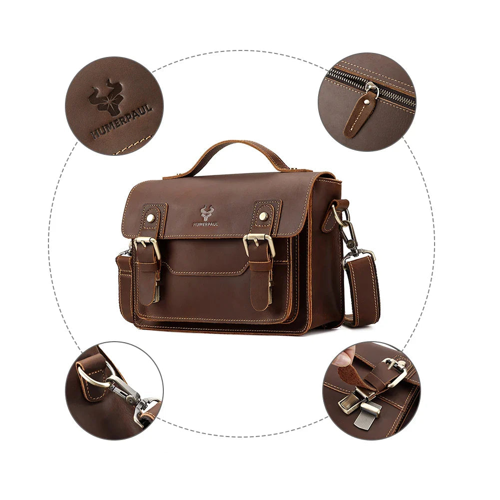 Jamie | Men's Vintage Crazy Horse Leather Crossbody Handbag