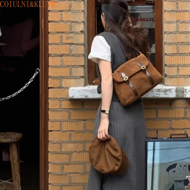 Women's Vintage Double Buckle Crossbody Messenger Bag