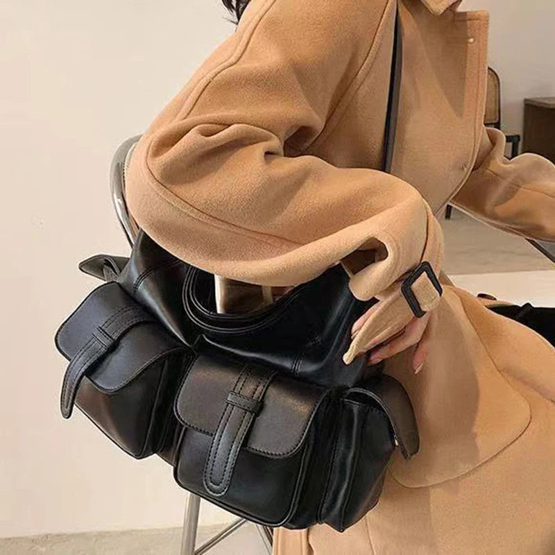 Victoria | Women's Large Capacity Punk Motorcycle Leather Crossbody Messenger Bag