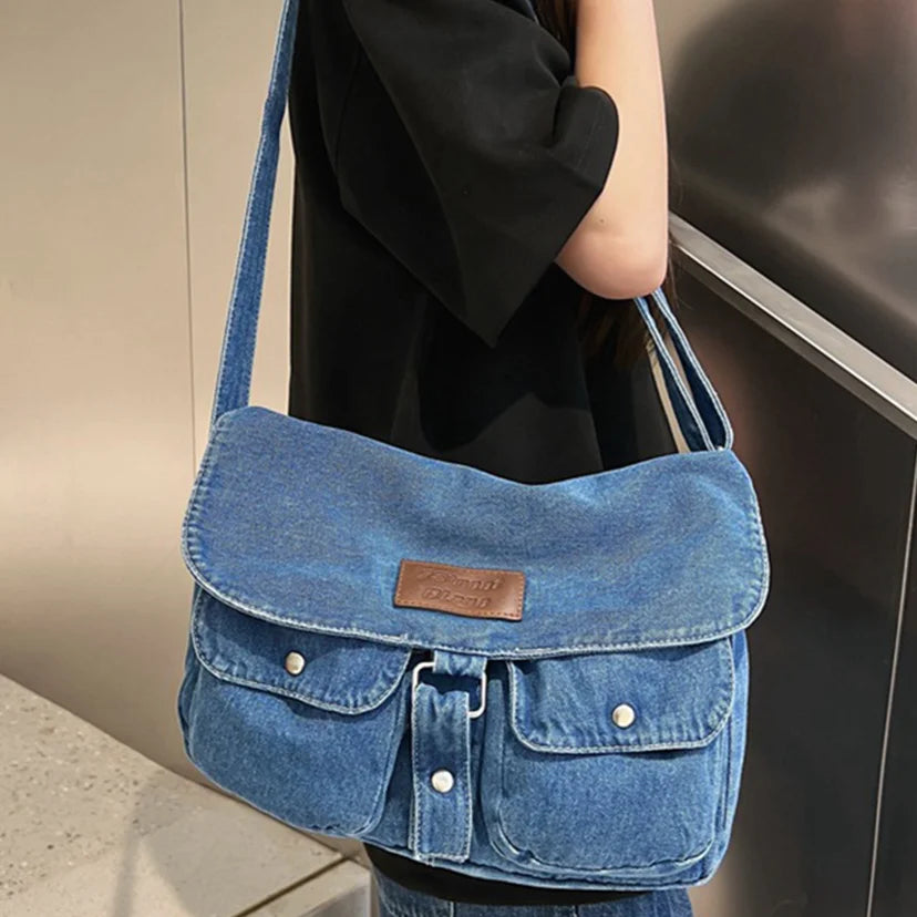 Abby | Women's Spacious Multi-pocket Trendy Denim Crossbody Messenger Bag