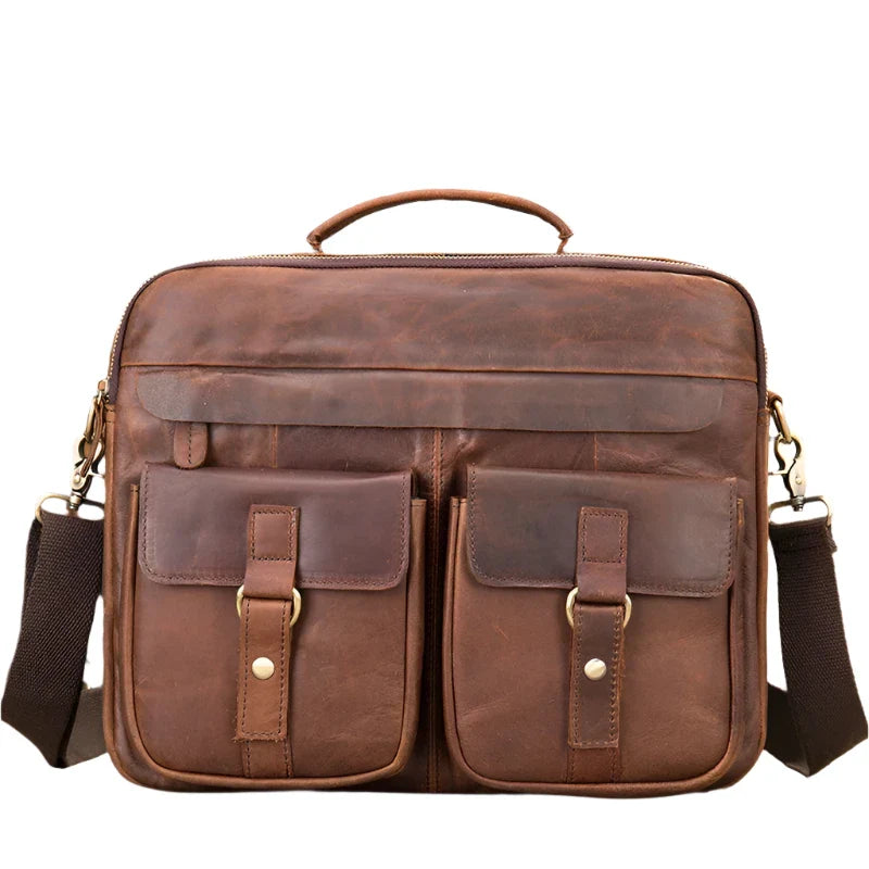 Alexander | Men's Genuine Leather Briefcase Crossbody Messenger Travel Handbag