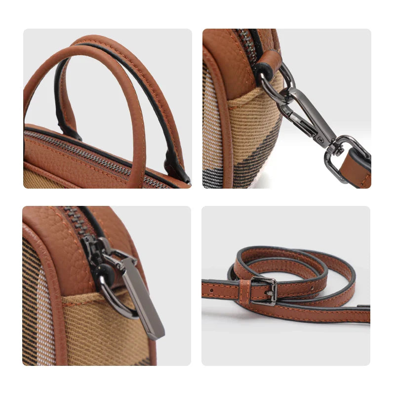 Lily | Women's Vintage Plaid Canvas Crossbody Handbag