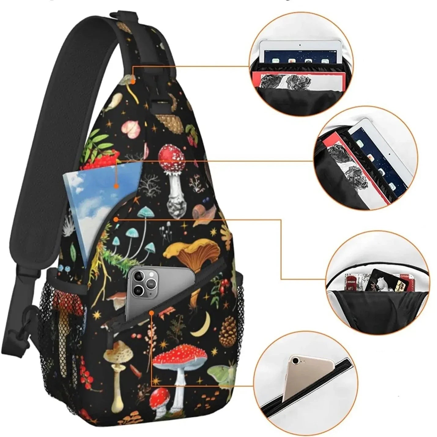 Avery | Men's Mushroom Print Crossbody Sling Bag