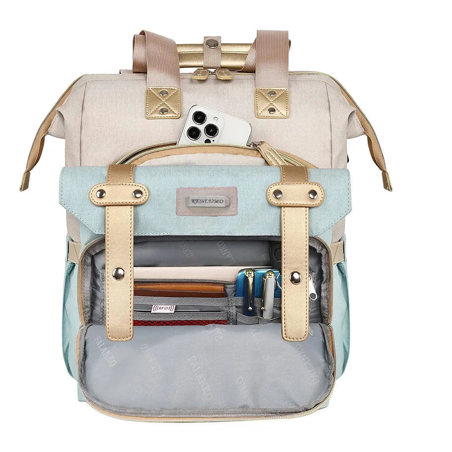 Grace | Women's Oxford Fabric Large Travel Laptop Backpack with USB Charging Port