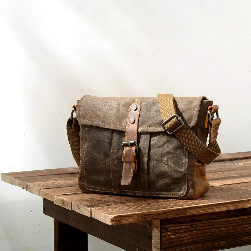 Men's Vintage Waterproof Canvas Crossbody Messenger Bag