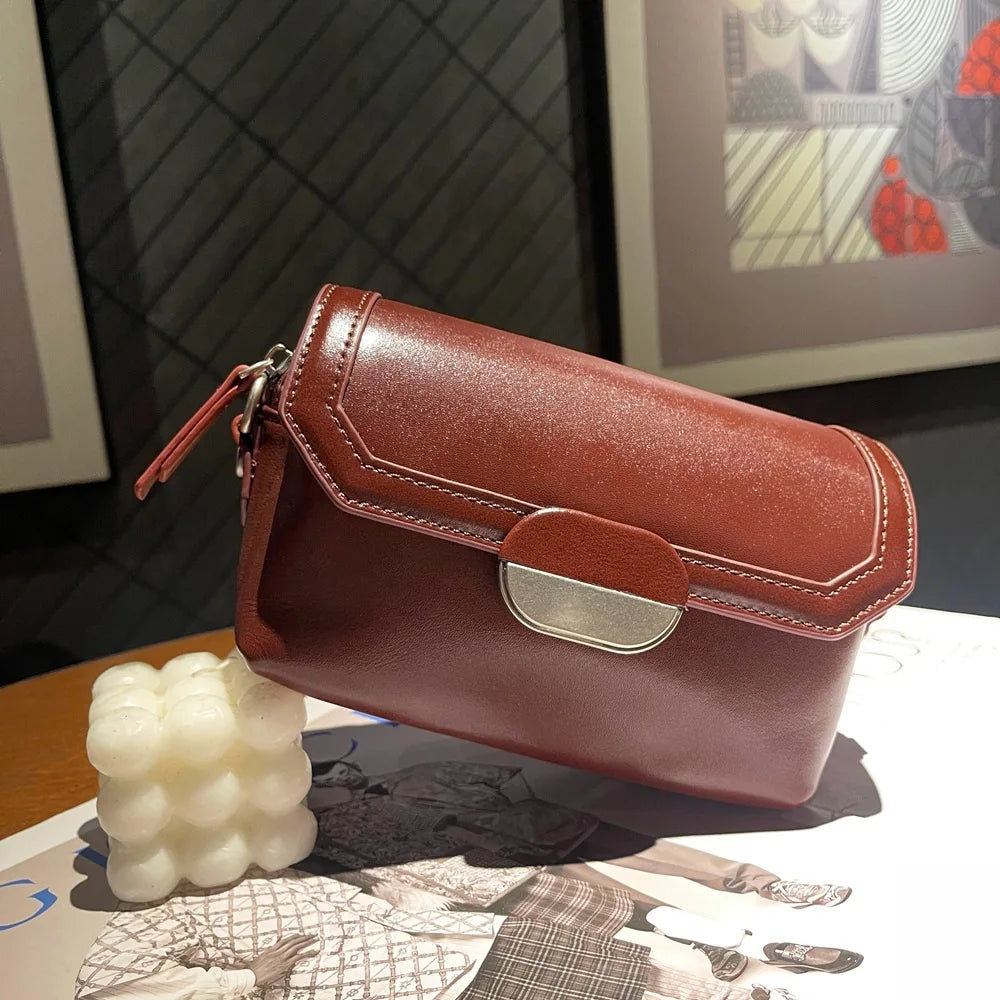 Chloe | Women's Genuine Leather Crossbody Messenger Bag with Buckle Closure