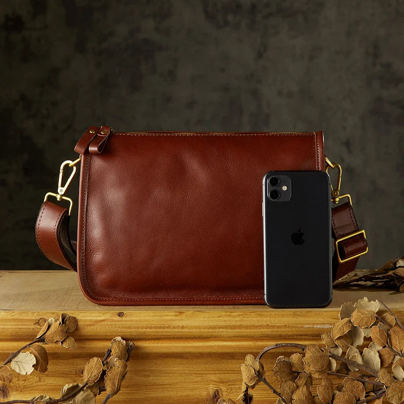 Men's Top Layer Cowhide Business Crossbody Messenger Shoulder Bag