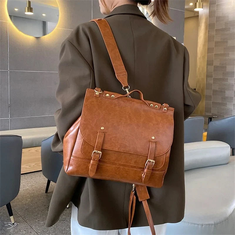Women's Vintage Leather Convertible Crossbody Handbag