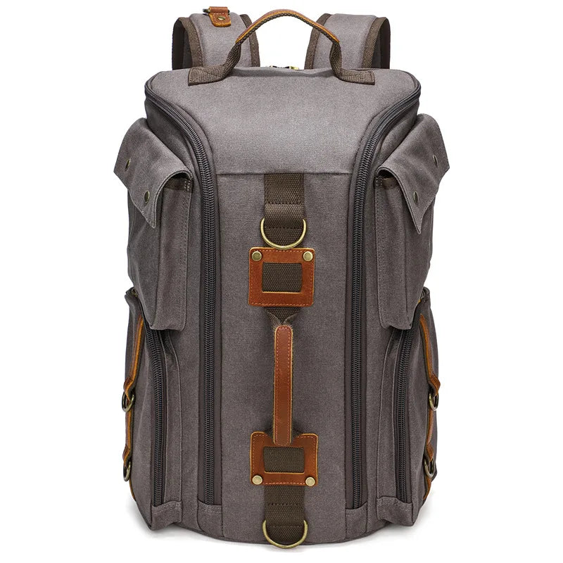 Men's Spacious Canvas Travel Hiking Carry On Rucksack Laptop Backpack