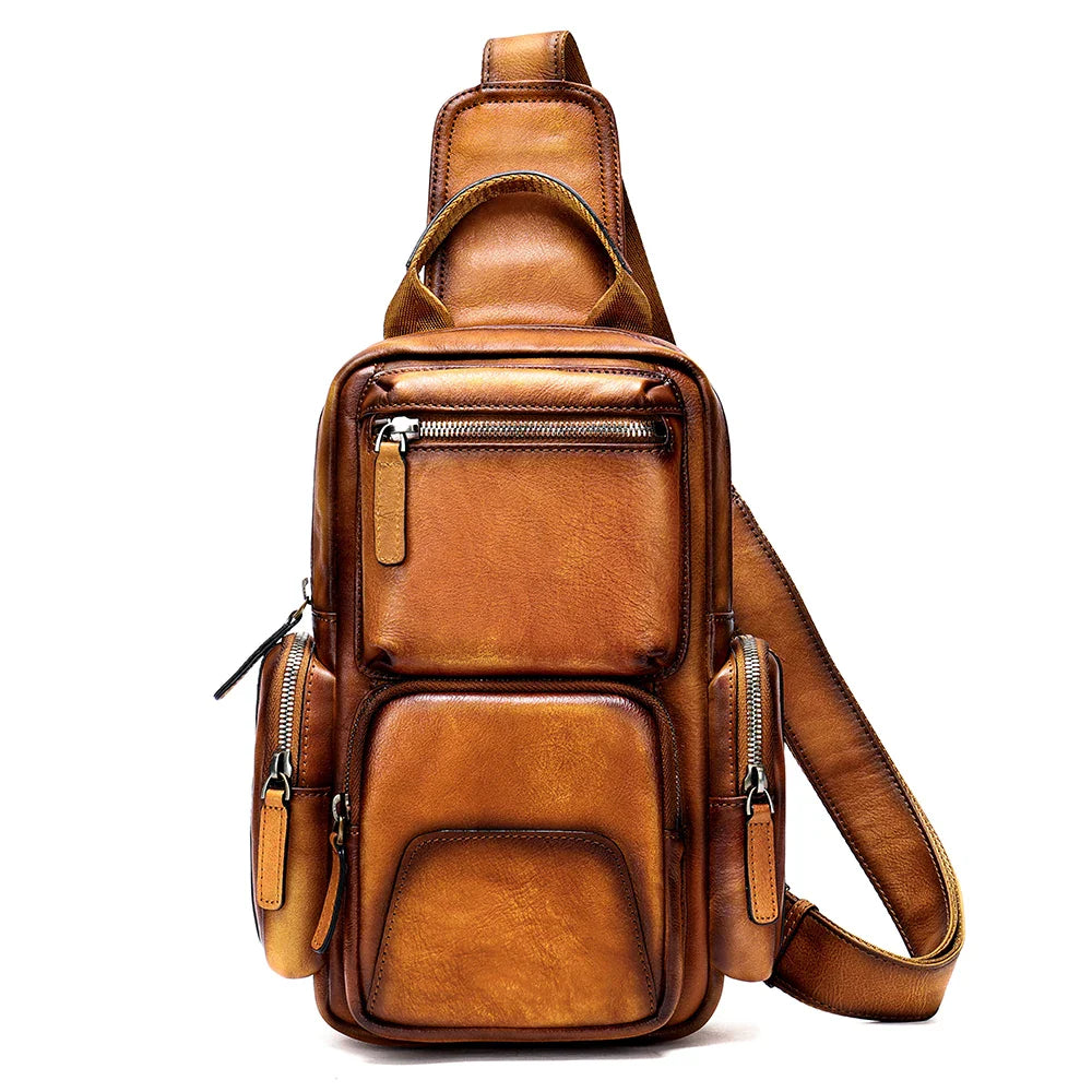 Oliver | Men's Vintage Cowhide Leather Crossbody Sling Travel Bag