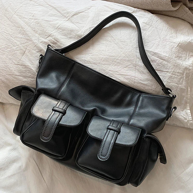 Victoria | Women's Large Capacity Punk Motorcycle Leather Crossbody Messenger Bag