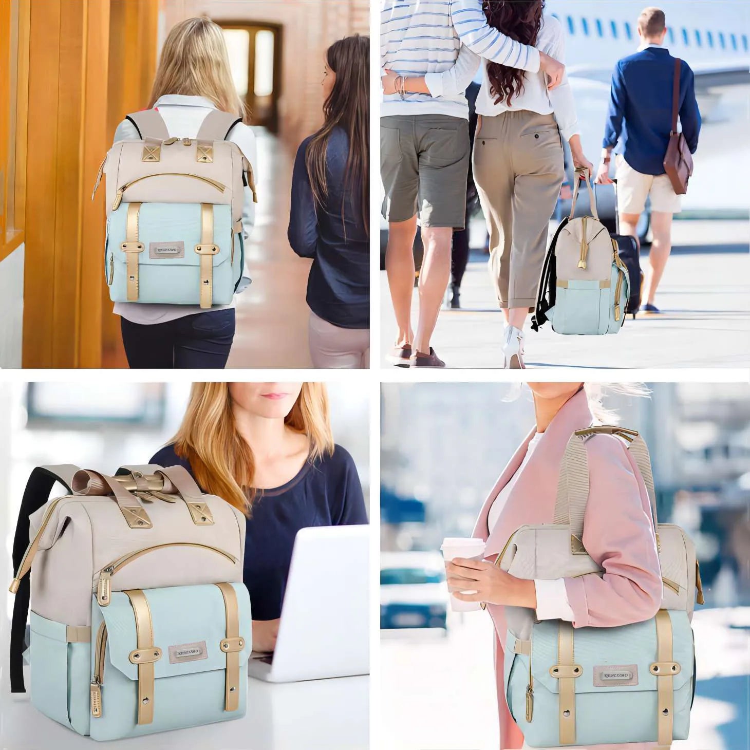 Grace | Women's Oxford Fabric Large Travel Laptop Backpack with USB Charging Port