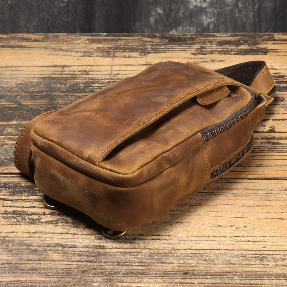 Henry | Men's Vintage Leather Large Crossbody Sling Travel Bag