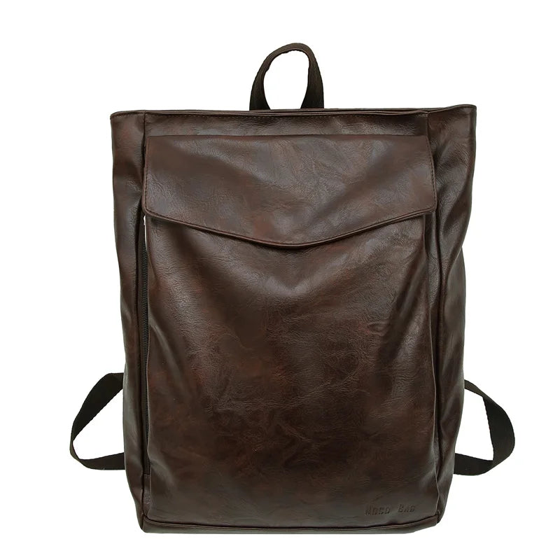Men's Stylish Waterproof PU Leather Travel Backpack