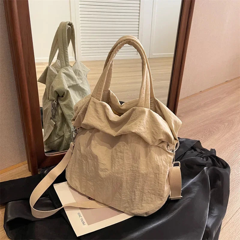 Large Capacity Multi-Pocket Nylon Crossbody Messenger Tote Handbag