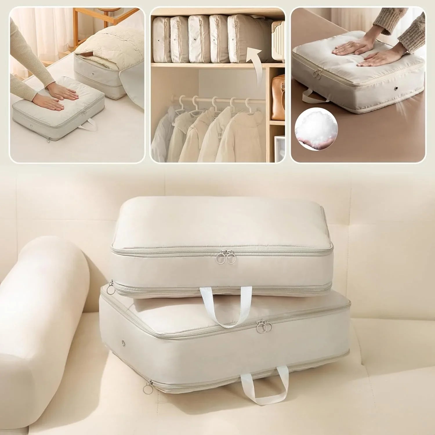 Amelia | Ultra Space-Saving Compression Packing Cube for Travel and Bedding Storage