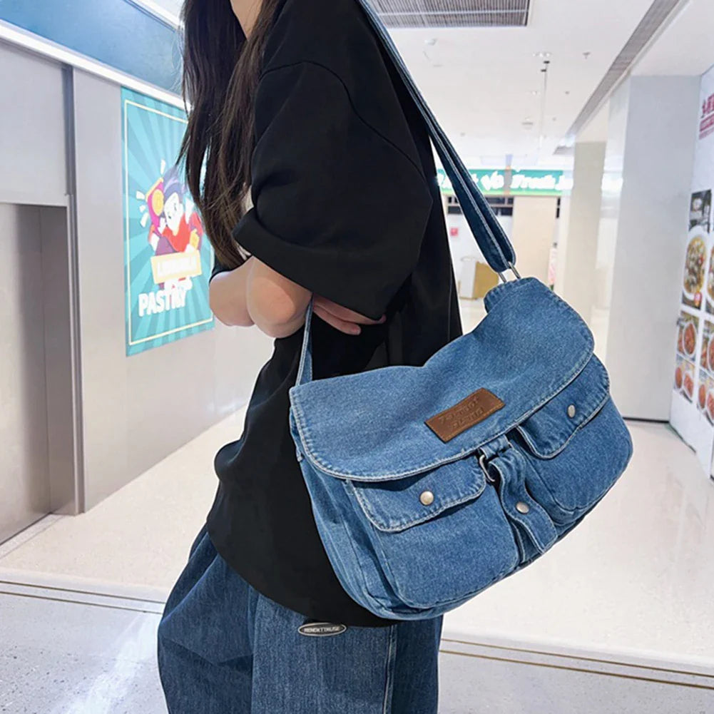 Abby | Women's Spacious Multi-pocket Trendy Denim Crossbody Messenger Bag