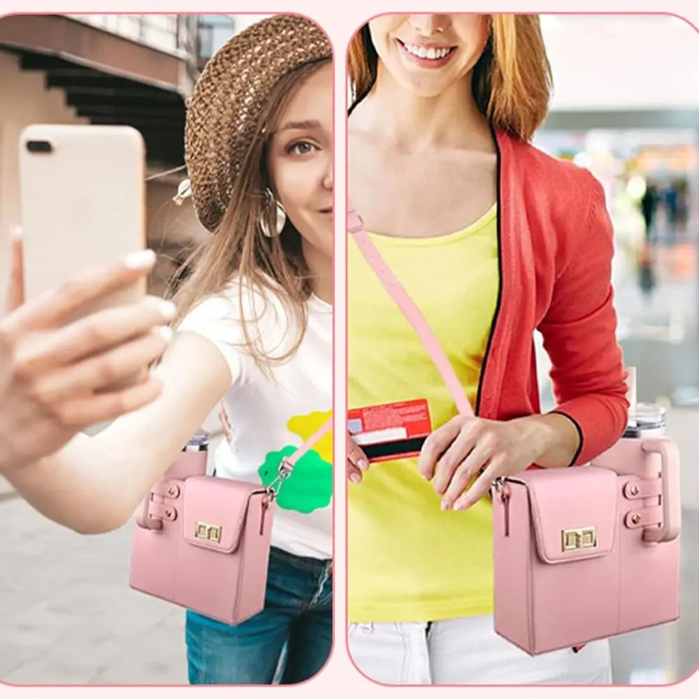 Anne | Women's PU Leather Crossbody Messenger Water Cup Holder Bag