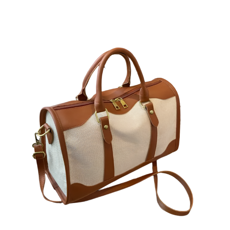 Emma | Vintage Canvas Weekender Travel Garment Duffle Bag with Colour Contrast