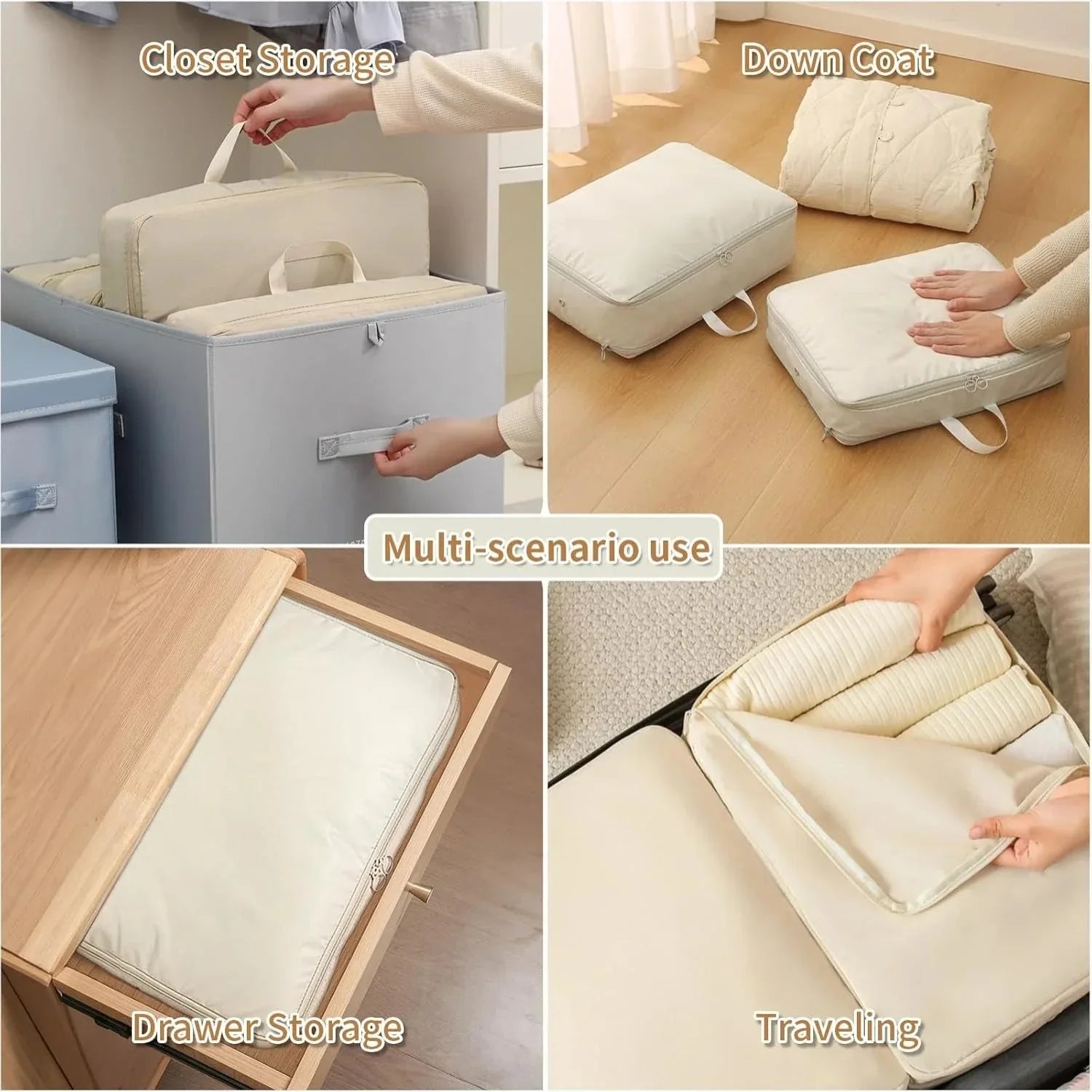 Amelia | Ultra Space-Saving Compression Packing Cube for Travel and Bedding Storage