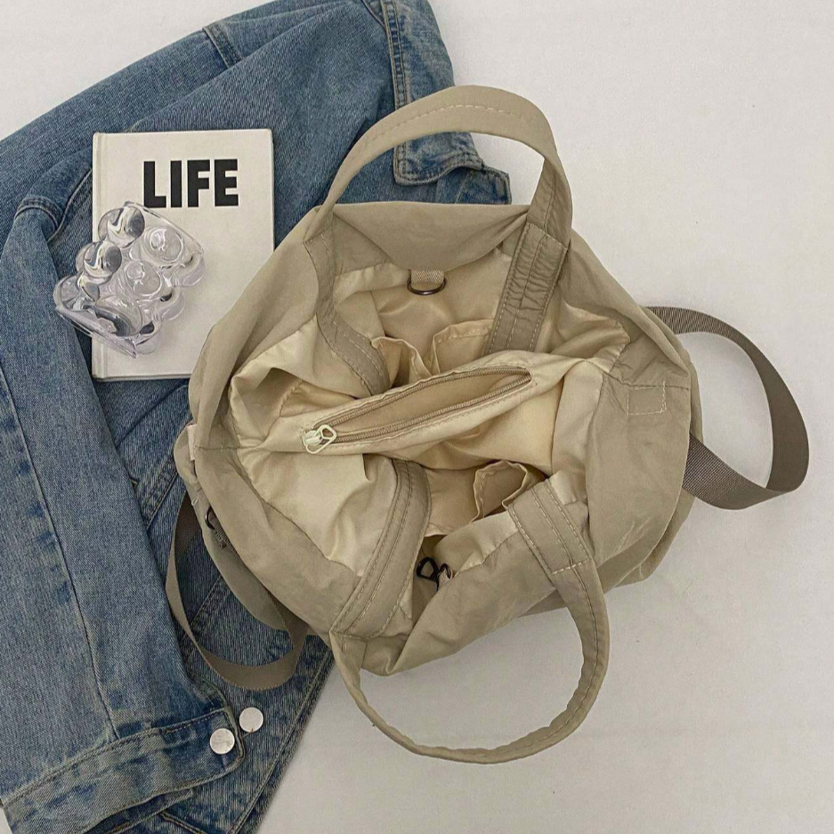 Large Capacity Multi-Pocket Nylon Crossbody Messenger Tote Handbag